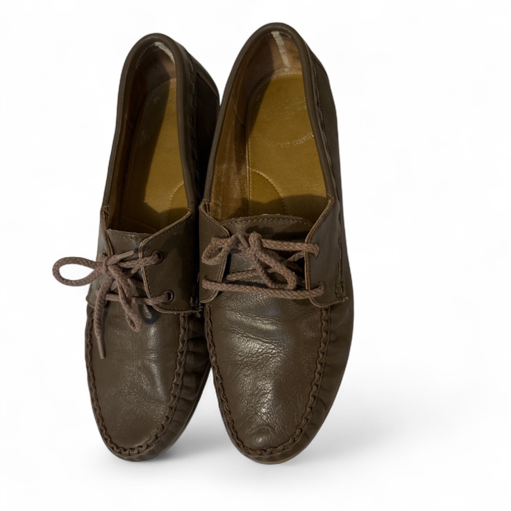Soft Spots, Vintage, Womens Flat Slip-on Shoes, Brown Leather, Size  8